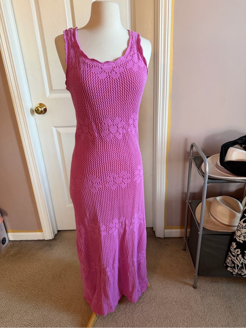 saltwater LUXE Bright Pink Crochet Maxi